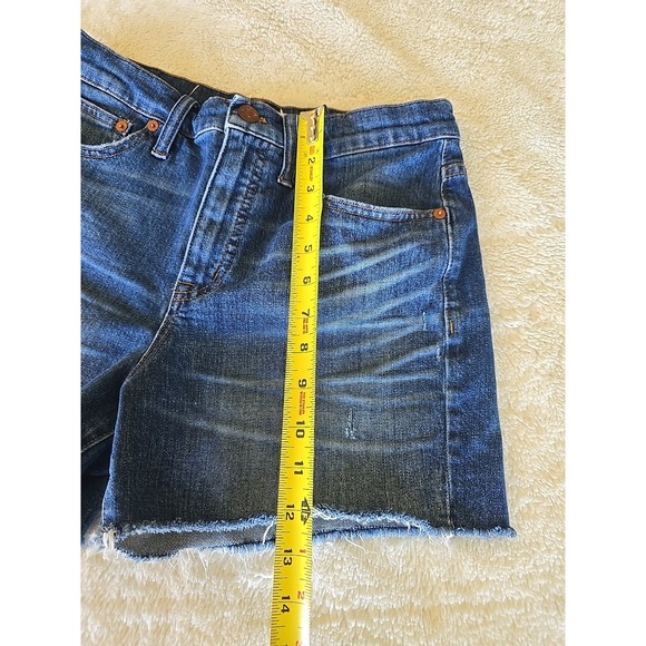 Madewell High-Rise Denim Shorts in Glenoaks Wash Rough Hem Cutoff Size 27 - Picture 16 of 16